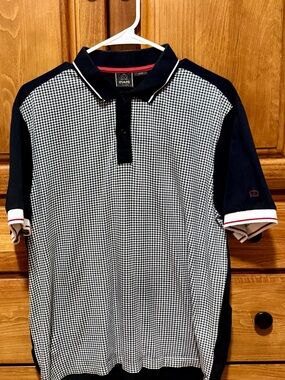 Merc London Black & White Houndstooth Polo with Contrast Trim